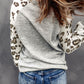 Believe Santa Clause Graphic Leopard Sleeve Top