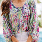 Floral Print Puffy Sleeve Loose Blouse