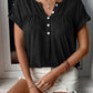 V-Neck Rolled Short Sleeve Henley Top