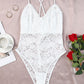 Crisscross Back Soft Bone Floral Lace Crochet Bodysuit