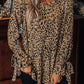Leopard Print Cuff Knot Long Sleeve Blouse