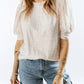 Apricot Sequin Puff Sleeve Top